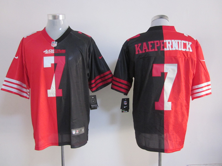 2012  Elite San Francisco 49ers 7 Colin Kaepernick Split Red Black Jersey